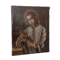 Antico dipinto olio su tela datato 1605 - Scuola Toscana-San Luigi Gonzaga-scuola del Manetti