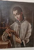 Antico dipinto olio su tela datato 1605 - Scuola Toscana-San Luigi Gonzaga-scuola del Manetti