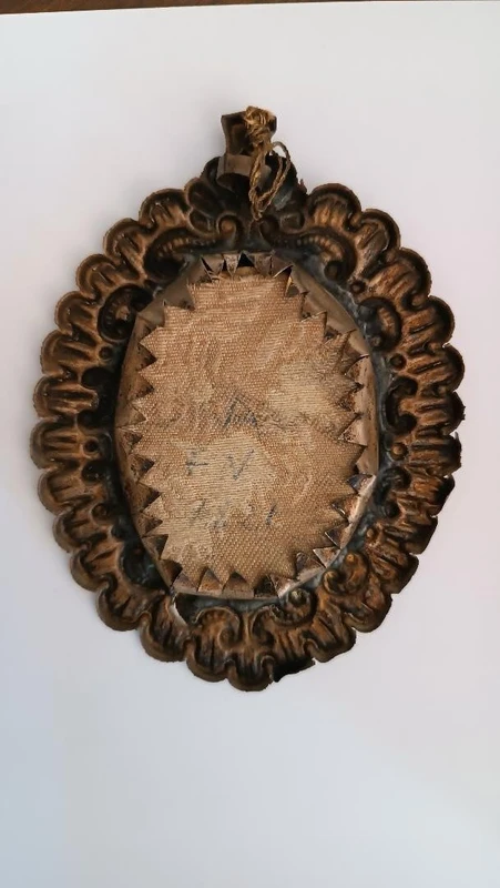 Peinture miniature sur ivoire portrait noble Italie 18ème siècle -cadre argenté