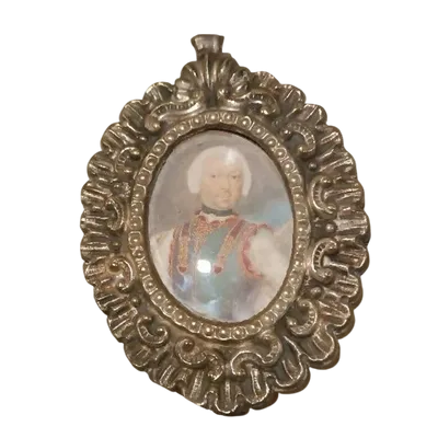 Miniatura dipinto su avorio  ritratto nobile XVIII secolo italia -cornice argento