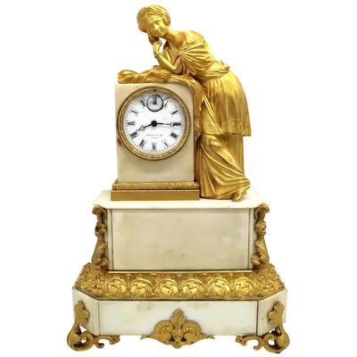 Pendule ancienne en bronze doré et marbre 19ème siècle