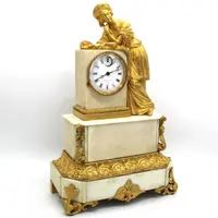 Pendule ancienne en bronze doré et marbre 19ème siècle