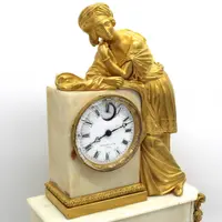 Pendule ancienne en bronze doré et marbre 19ème siècle