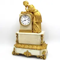 Pendule ancienne en bronze doré et marbre 19ème siècle