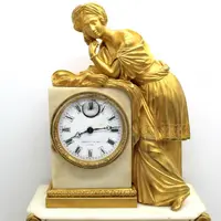 Pendule ancienne en bronze doré et marbre 19ème siècle