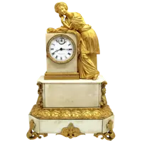 Pendule ancienne en bronze doré et marbre 19ème siècle