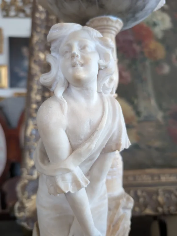 Alabaster lamp-sculpture, Tuscan manufacture, early 20th century