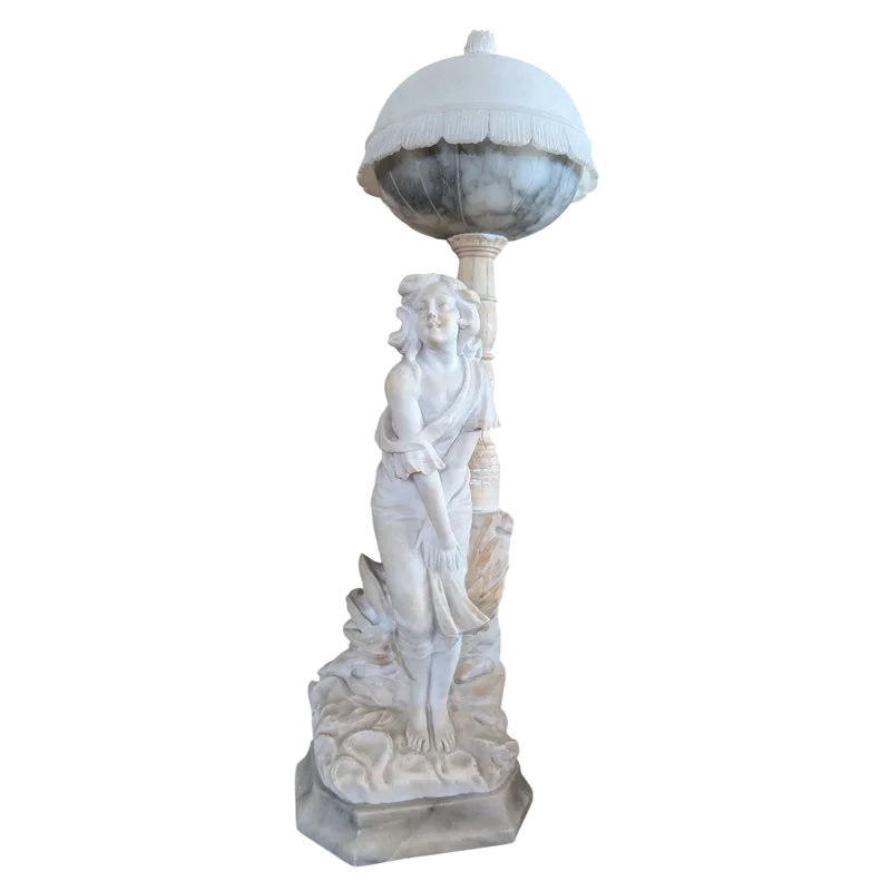 Alabaster lamp-sculpture, Tuscan manufacture, early 20th century