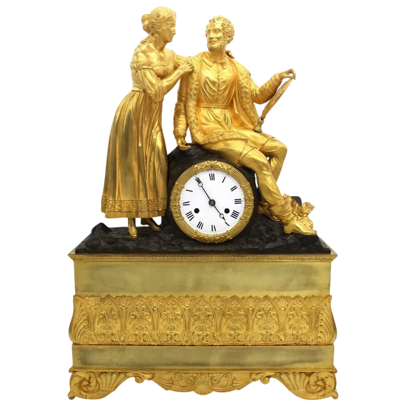 Pendule ancienne en bronze doré 19ème siècle