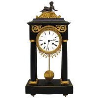 Antico orologio a pendolo Direttorio in bronzo dorato e marmo 18°secolo 