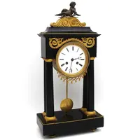 Antico orologio a pendolo Direttorio in bronzo dorato e marmo 18°secolo 