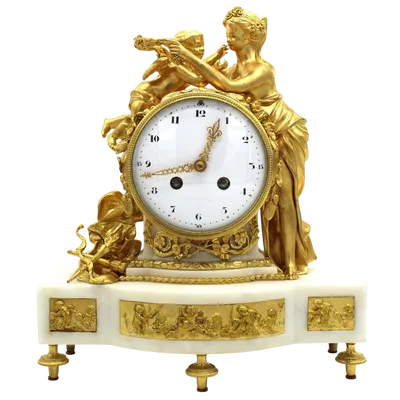 Pendule ancienne en bronze doré et marbre 19ème siècle