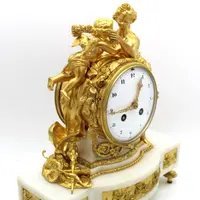 Pendule ancienne en bronze doré et marbre 19ème siècle