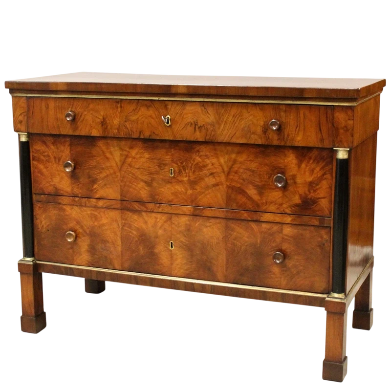 Ancienne commode Empire en noyer 19ème siècle
