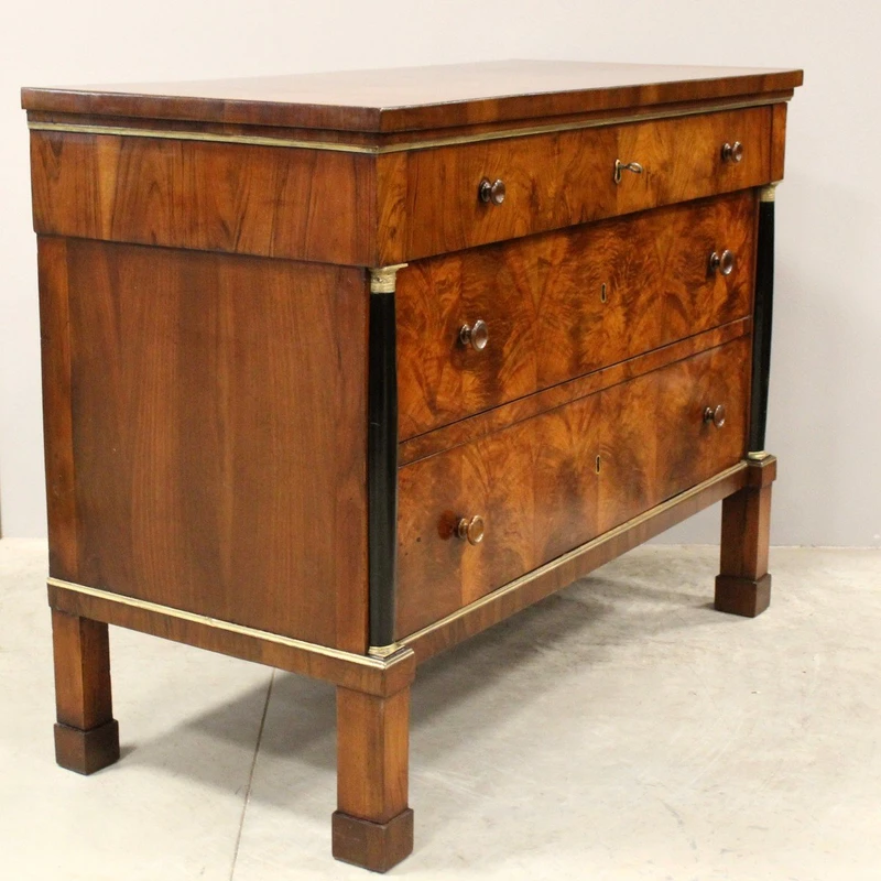 Ancienne commode Empire en noyer 19ème siècle