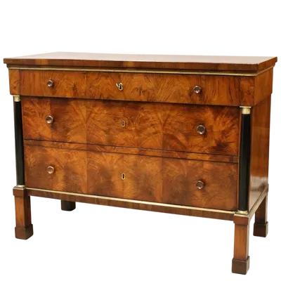 Antico cassettone comò Impero in noce 19°secolo