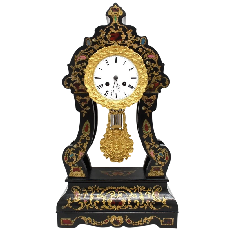 Antico orologio a pendolo intarsiato madreperla 19°secolo