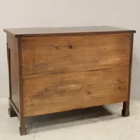 Antico cassettone comò ribalta Impero in noce intarsiato 19°secolo