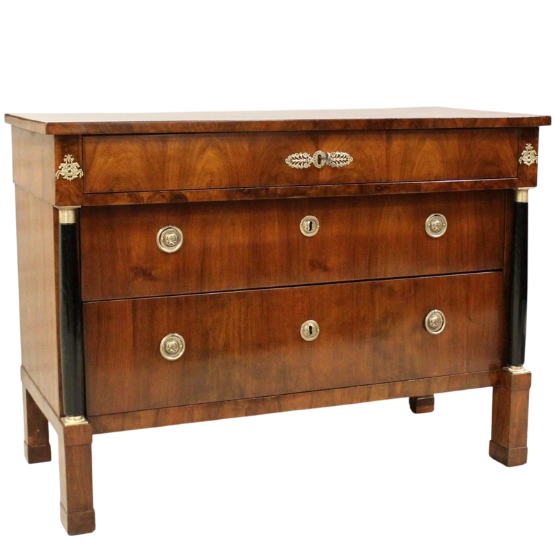 Ancienne commode Empire en noyer 19ème siècle