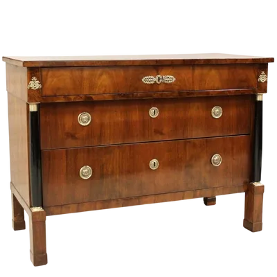 Antico cassettone comò Impero in noce 19°secolo