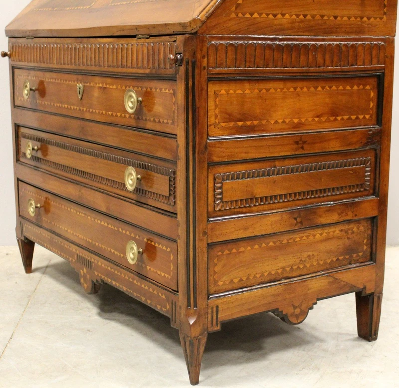 Ancien abattant Louis XVI en merisier marqueté 18ème siècle