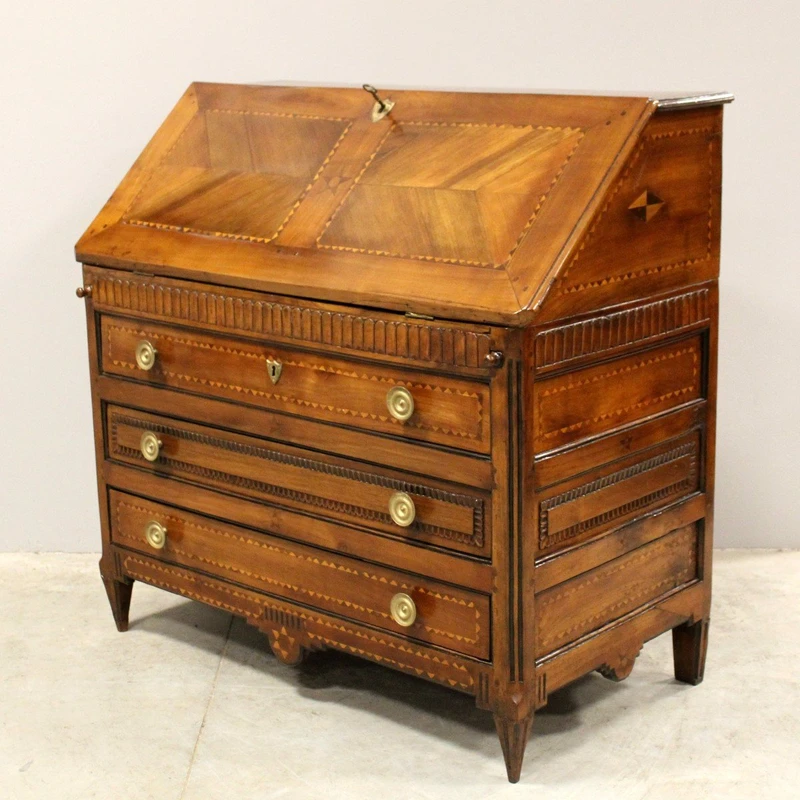 Ancien abattant Louis XVI en merisier marqueté 18ème siècle