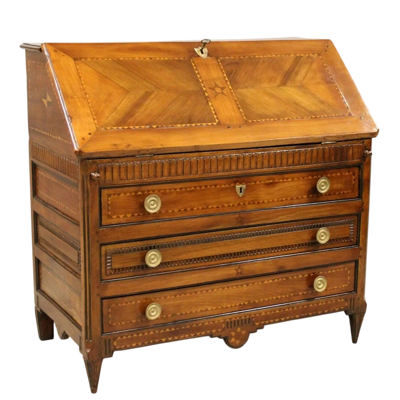 Ancien abattant Louis XVI en merisier marqueté 18ème siècle