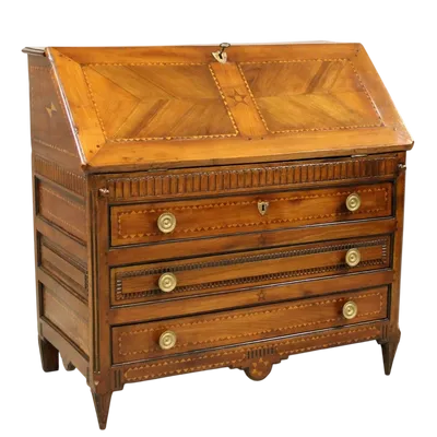 Antique Louis XVI cherry wood inlaid 18th century flap