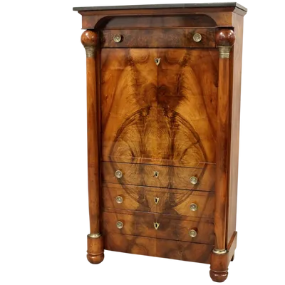 Antique Empire walnut secretaire 19th century