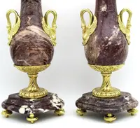Antica coppia vasi Napoleone III in bronzo dorato e marmo 19°secolo