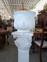 Pair of columns with white marble vase - early 20th century