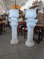 Pair of columns with white marble vase - early 20th century