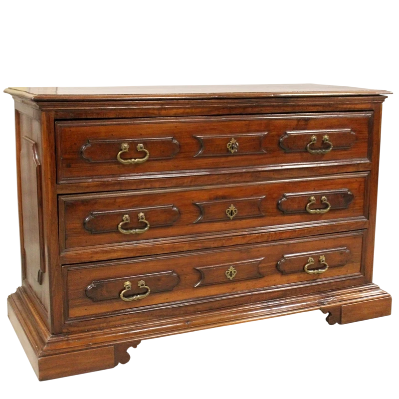 Antico canterano cassettone comò in noce 17°secolo