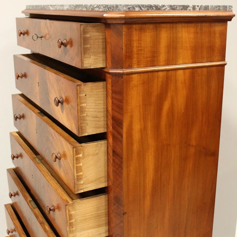 Commode hebdomadaire ancienne du 19e siècle en acajou