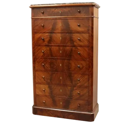 Commode hebdomadaire ancienne du 19e siècle en acajou