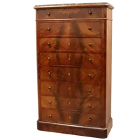 Commode hebdomadaire ancienne du 19e siècle en acajou