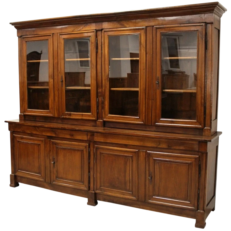 Antica biblioteca credenza libreria Impero in noce 19°secolo