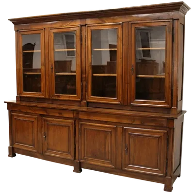 Ancienne bibliothèque Empire en noyer 19ème siècle