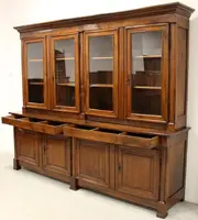 Antica biblioteca credenza libreria Impero in noce 19°secolo