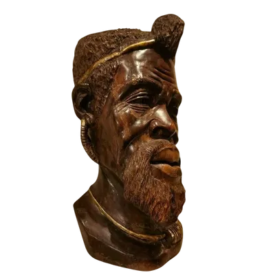 Scultura dell'800 testa di uomo africano con dettagli dorati