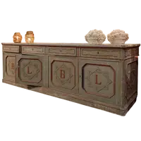 Bancone a credenza fine 800 laccata con simbolo alchemico e farmaceutico