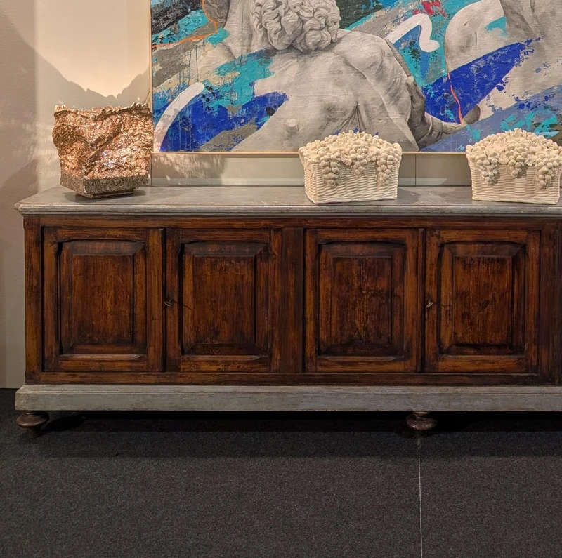 Buffet à 6 portes en pin massif fin 19ème siècle