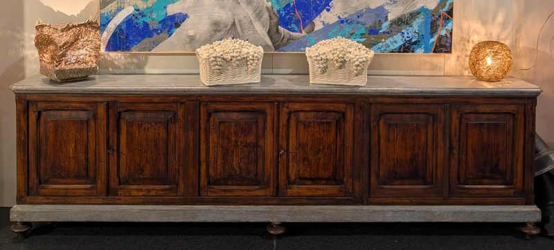 Buffet à 6 portes en pin massif fin 19ème siècle