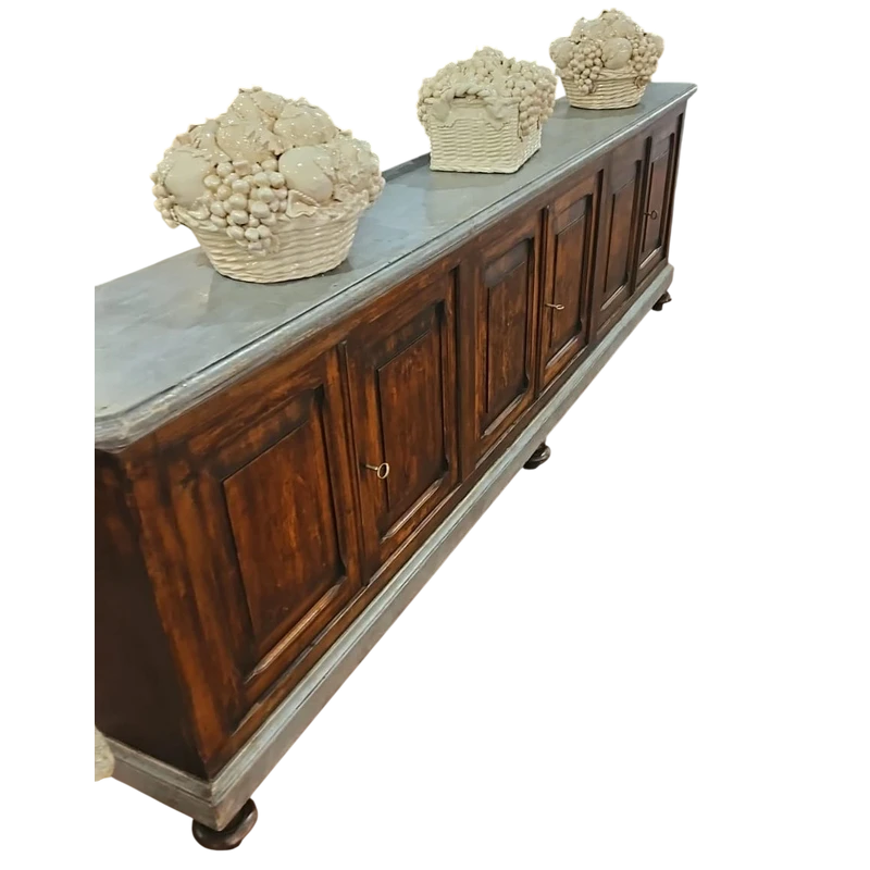 Buffet à 6 portes en pin massif fin 19ème siècle