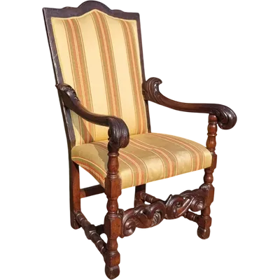 Original 17th century walnut hand-carved armchair