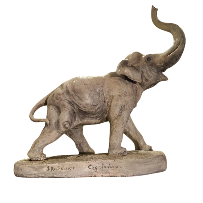 Elefante anni 40 Art Decò in terracotta e gesso