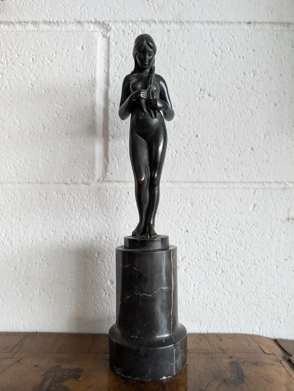 Bronze sculpture by Hans Herry Liebmann (1876-1941) with marble base