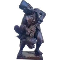 Bronze sculpture '900 Priest strangling a turkey signed