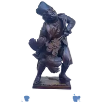Scultura in bronzo '900 Prete che strangola un tacchino firmato