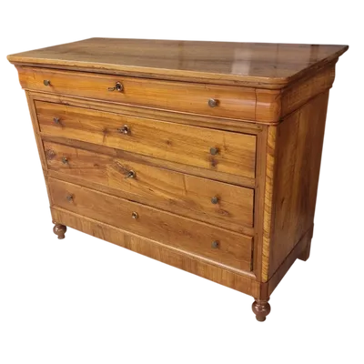 Cassettone Veneto noce chiaro e ciliegio del 1850 a 4 cassetti